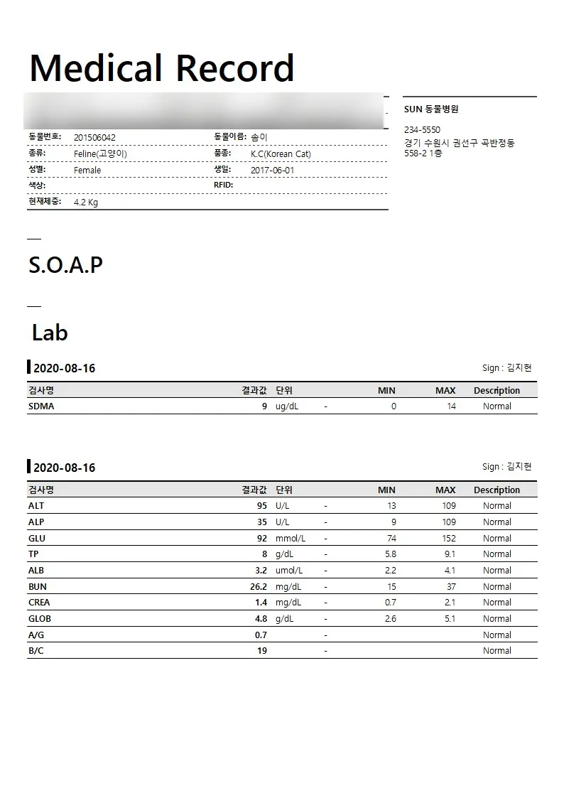 보호자 개인 정보를 위하여 모자이크 처리되었습니다.